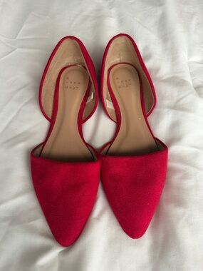 a new day Bright Red Pointed D'Orsay Flats